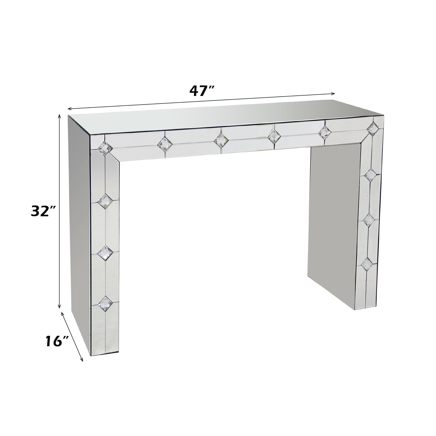 Silver Mirrored Console Table - 16" W x 47" D