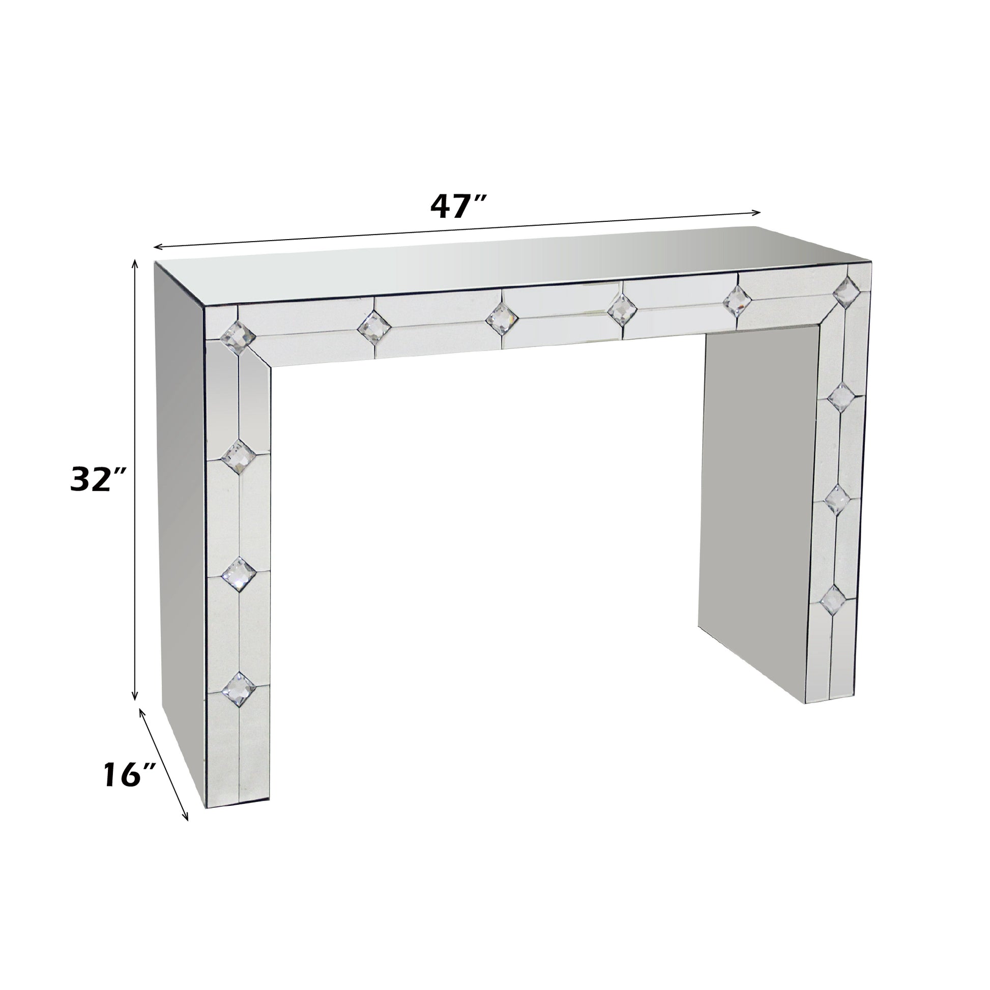 Silver Mirrored Console Table - 16" W x 47" D