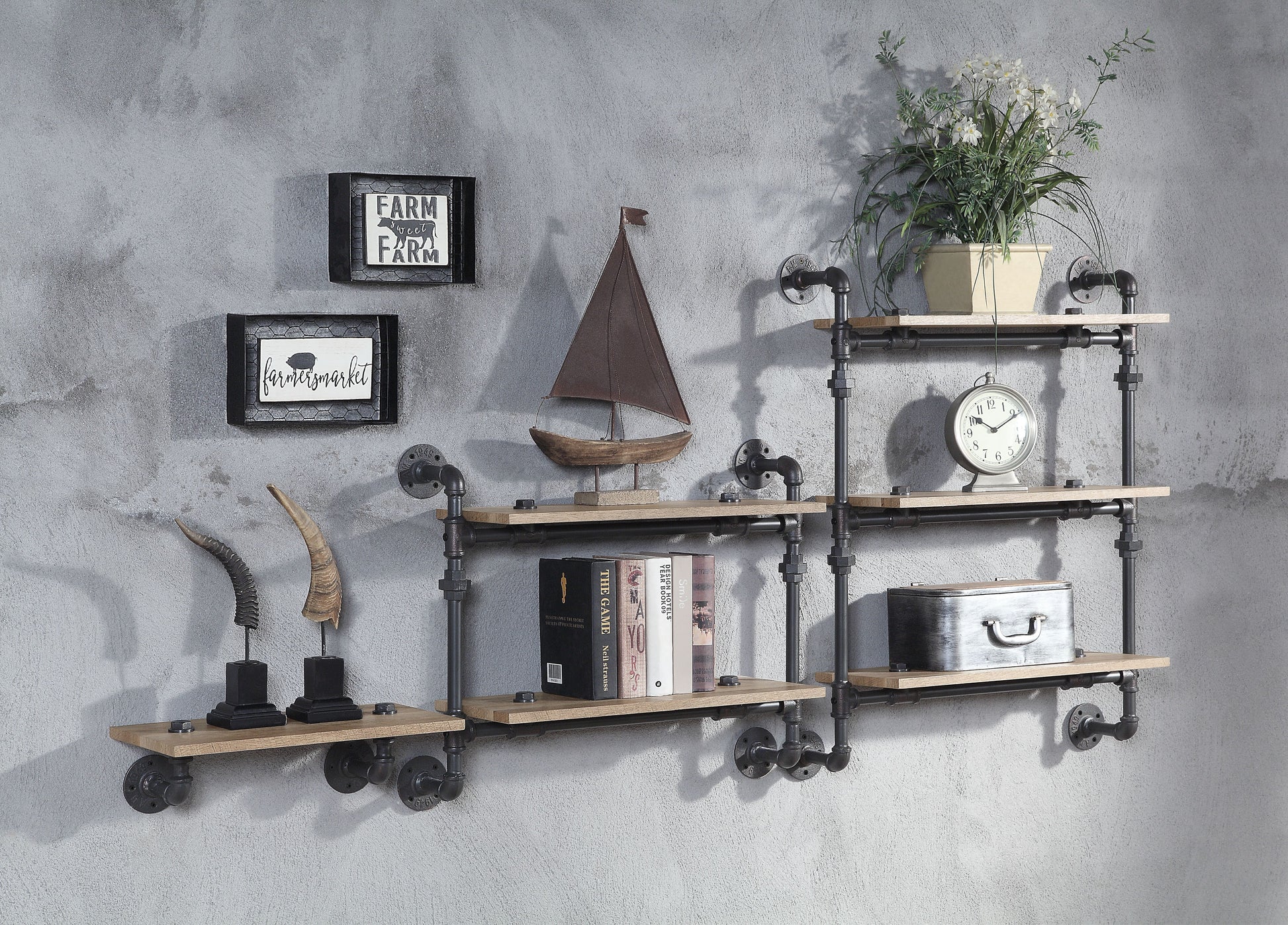 Black Oak Wall Shelf Unit - 18" Display Rack