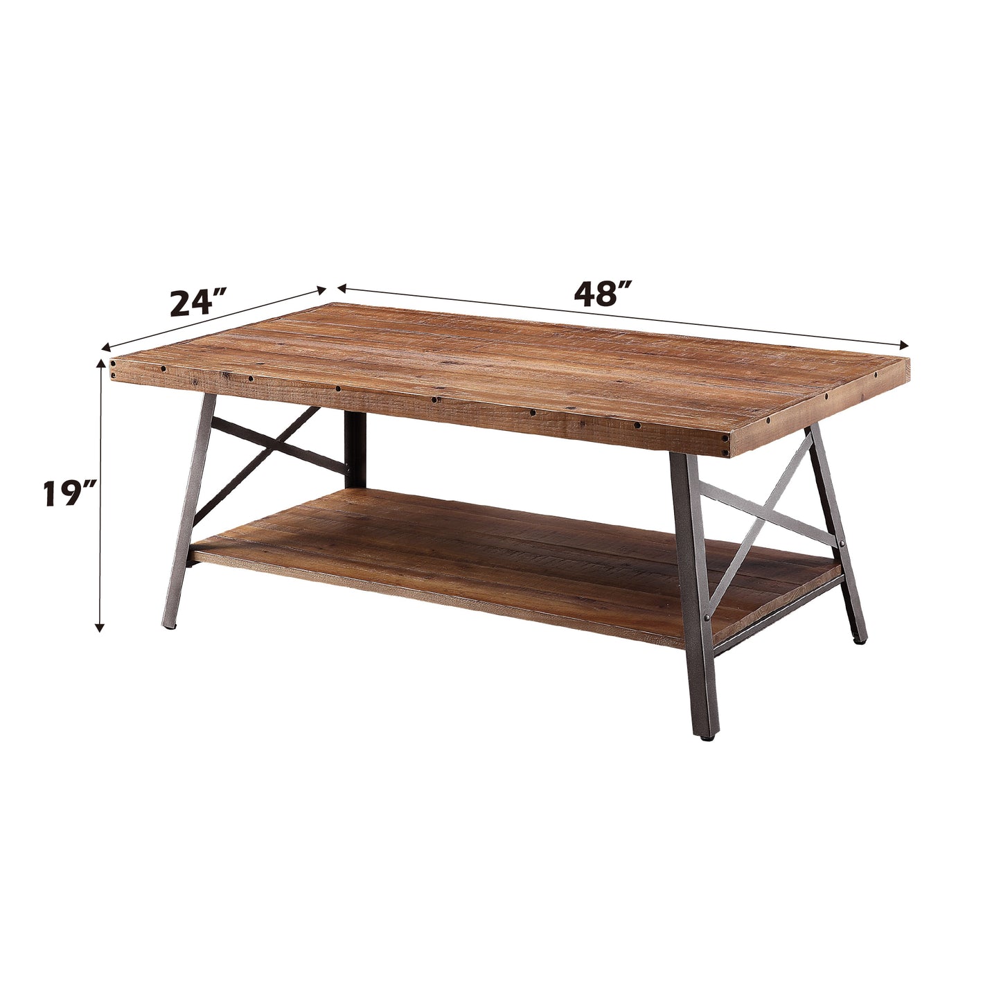 Black Oak Coffee Table with Storage Shelves
