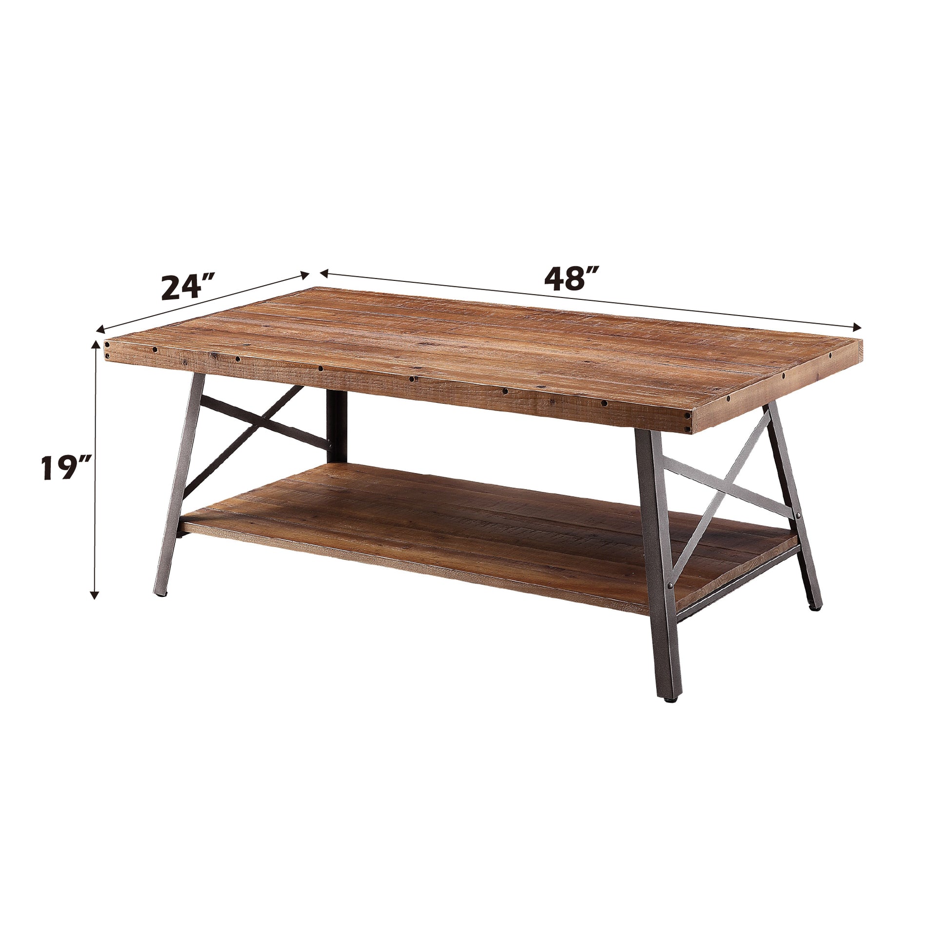 Black Oak Coffee Table with Storage Shelves