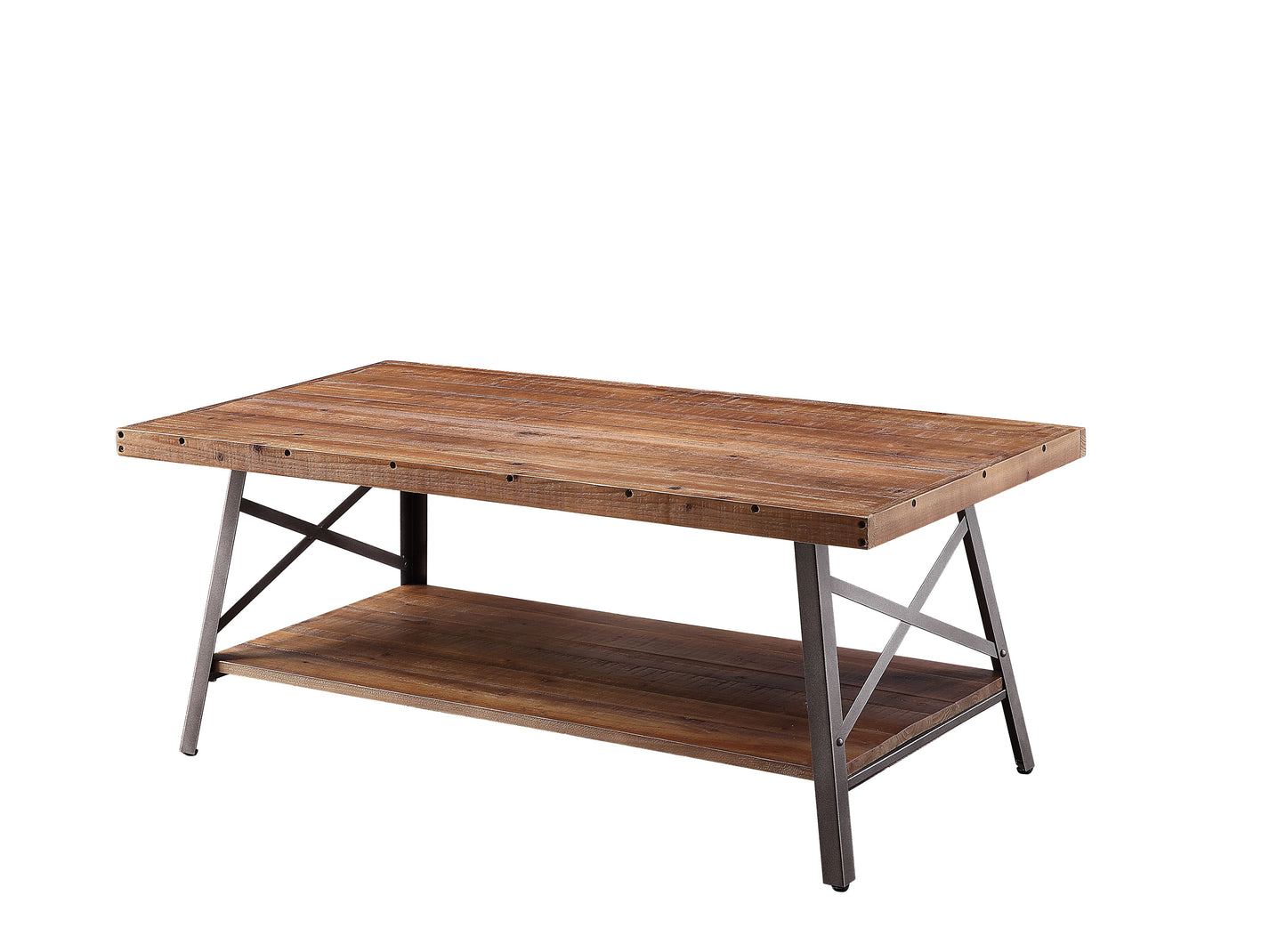 Black Oak Coffee Table with Storage Shelves