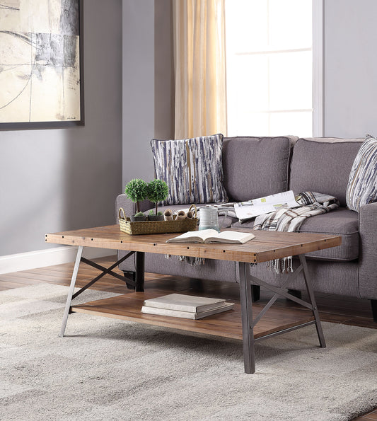 Ikram Weathered Oak & Sandy Black Finish Coffee Table