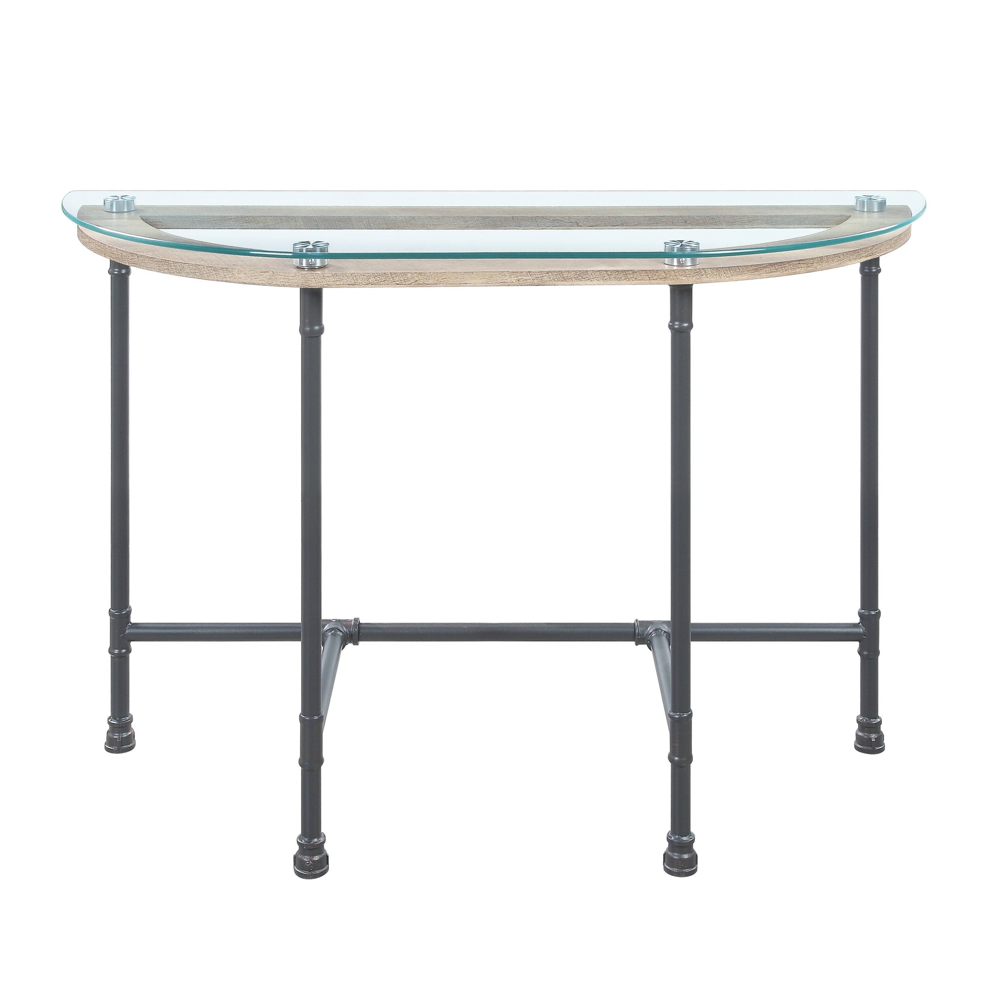 Brantley Clear Glass & Sandy Gray Finish Sofa Table