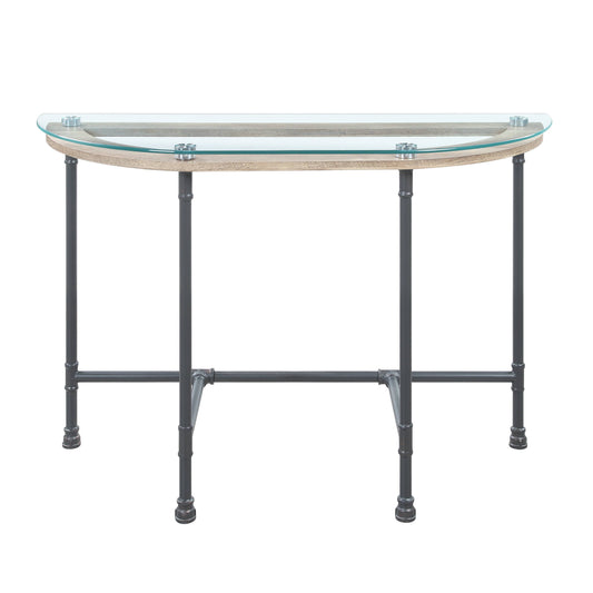 Brantley Clear Glass & Sandy Gray Finish Sofa Table