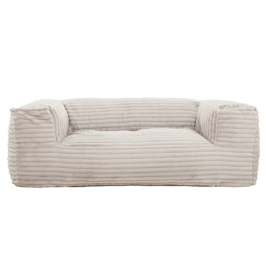 Living Room 71 In Memory Foam Bean Bag Sofa, Soft Fabric Lounger Chair Bean Bag with Armrest, Beige
