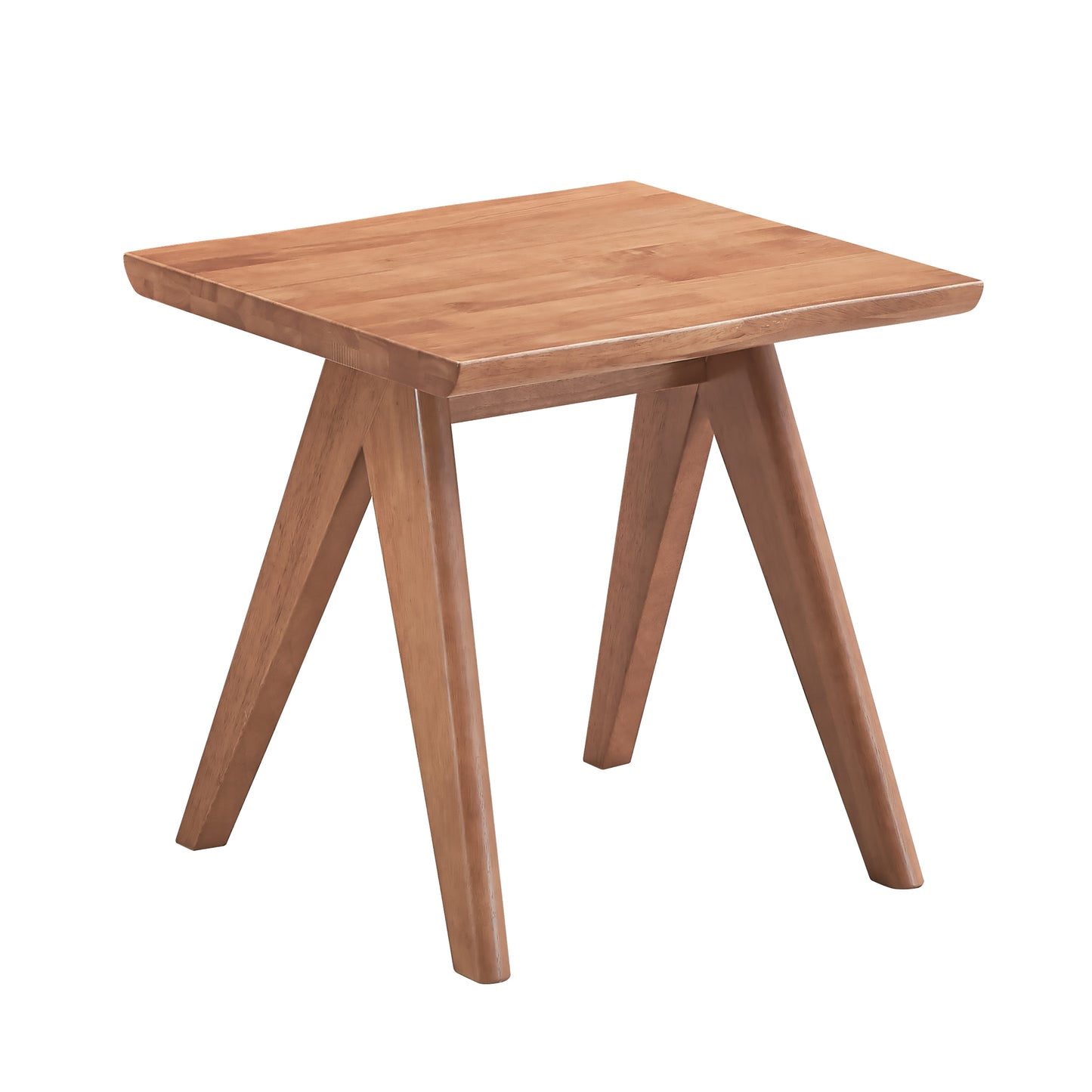 Mid-Century Modern Rattan Wood End Table for Living Room Accent