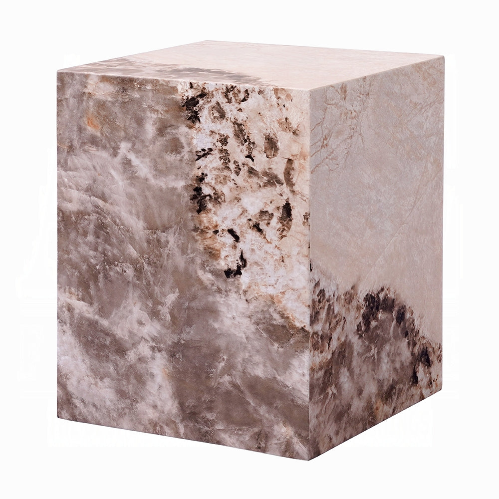 Modern Antique White End Table - Durable ECC Stone Finish