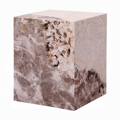 Modern Antique White End Table - Durable ECC Stone Finish