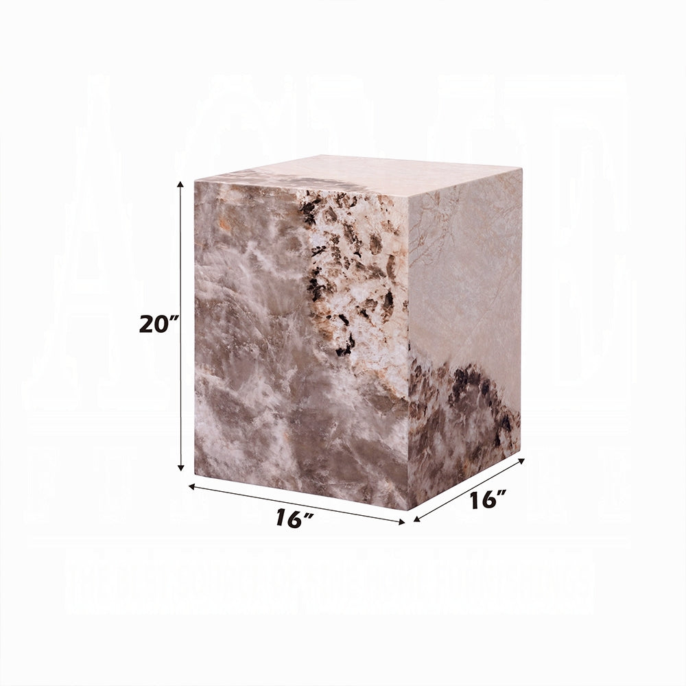 Modern Antique White End Table - Durable ECC Stone Finish