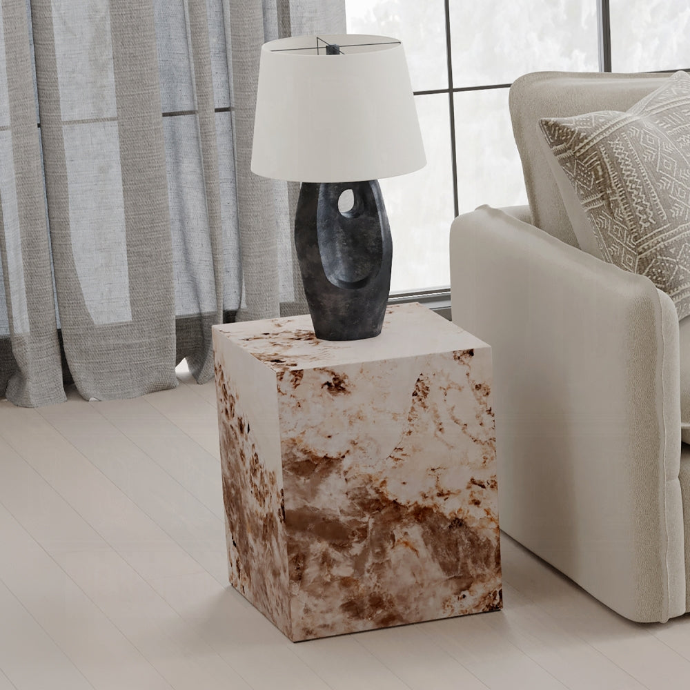 Modern Luxury Living Room End Table 1pc Engineered Stone Finish Durable ECC Waterproof Anti-Yellow Furniture Home Decor Piece