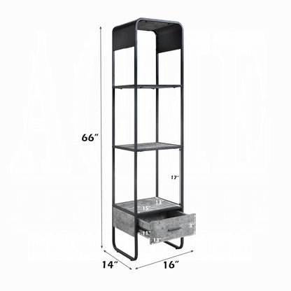 Black Gray Metal Wood TV Stand with Drawer & Shelves for Living Room