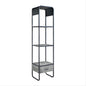 Modern Curve Design Black Finish TV Stand Side Pier with Drawer and Shelf Concrete Gray Luxury Living Room Furniture 1pc
