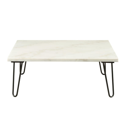 Modern Marble Coffee Table with Metal Legs, Square Design for Living Room