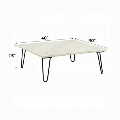 Modern Marble Coffee Table with Metal Legs, Square Design for Living Room