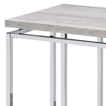 Oak Rectangular Sofa Table - Chrome Metal Frame for Living Room