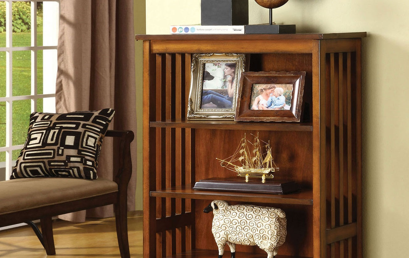 5-Shelf Oak Media Console - Transitional Style