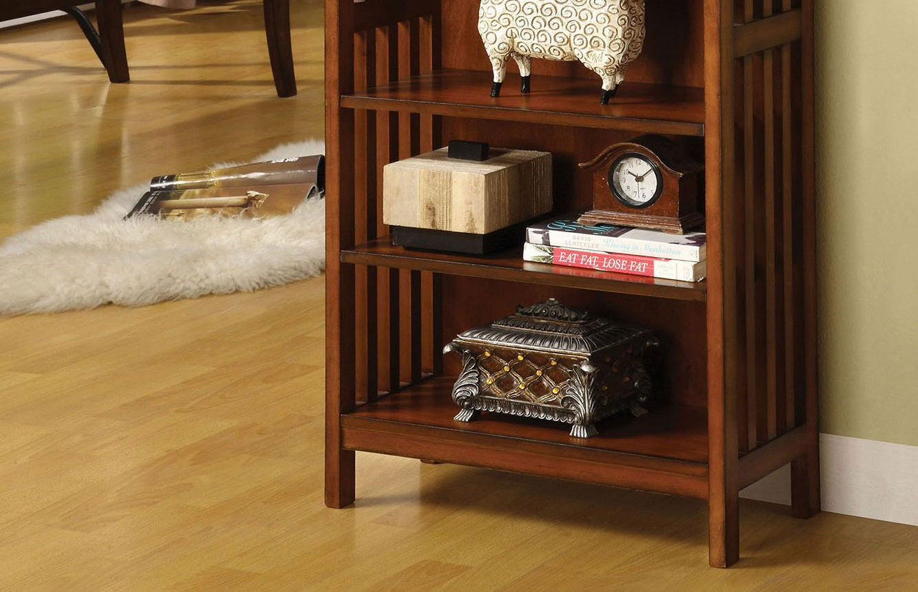 5-Shelf Oak Media Console - Transitional Style