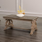 1pc Coffee Table Traditional Style Curved Scroll Legs Carved Design Weather Oak Finish