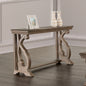 Traditional Style Sofa Table Solid Wood Structure Curved Scroll Legs With Carved Design Weather Oak Finish