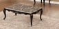 Transitional Style Coffee Table Marble Top Cabriole Legs Golden Highlight Curved Details Dark Walnut Finish