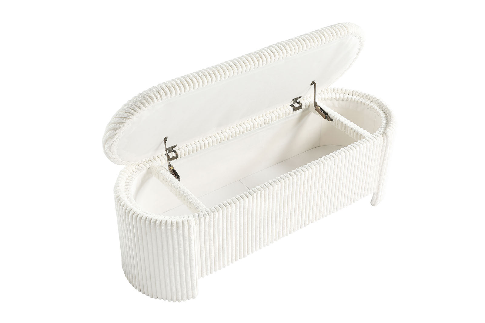 White Corduroy Storage Bench - Primary Living Space