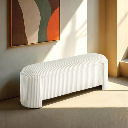 Contemporary Style Bench Built In Storage Compartment White Finish Primary Living Room