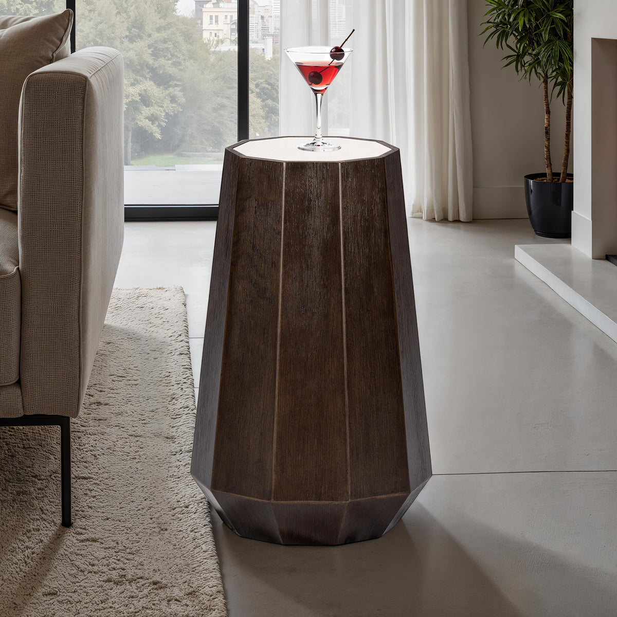 Dark Walnut Martini Table - Trestle Base for Living Room