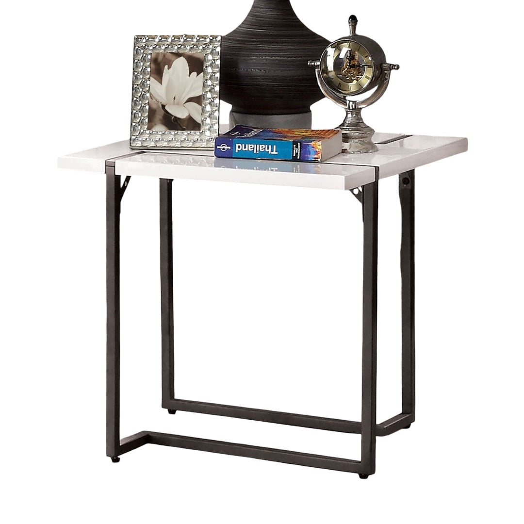 Gunmetal White Modern End Table - 22" x 2.0" x 21.75"