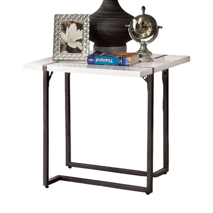 Gunmetal White Modern End Table - 22" x 2.0" x 21.75"