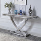 Glam Style Modern Sofa Table 1pc Stainless Steel Pedestal Base 18mm Faux Marble On Top Metal Structure Chroma Finish Coffee Table-Not Included