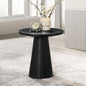 Unique Cone Base Pedestal Round End Table Contemporary Style Rubberwood Structure Black Finish