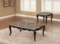 Transitional Style 1x Coffee Table 1x End Table Marble Top Curved Detail Dark Walnut Primary Living Room 2pc Coffee Table Set