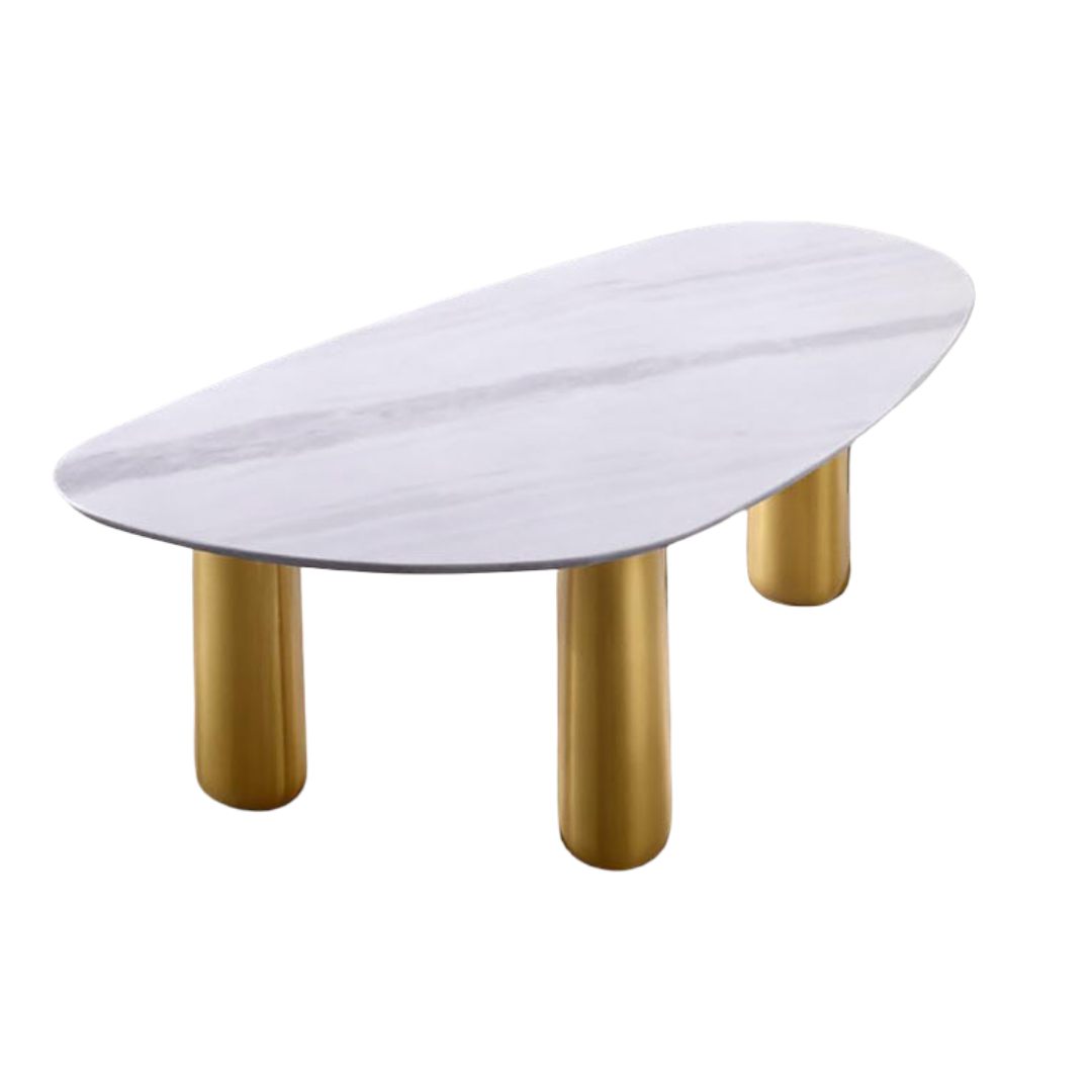 Gold and White Sintered Stone Coffee Table - 51" x 27.5"