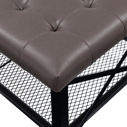 Dark Brown Fabric Metal Coffee Table - 48" x 24" for Living Room