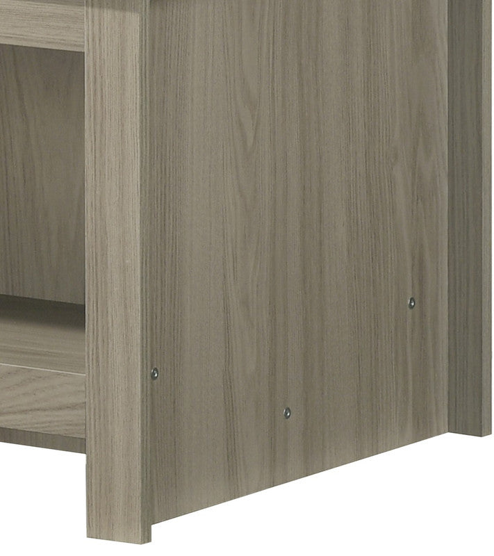 Gray Wood Open Shelf Coffee Table with Walnut Finish for Living Room