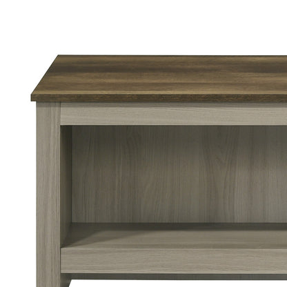 Gray Wood Open Shelf Coffee Table with Walnut Finish for Living Room