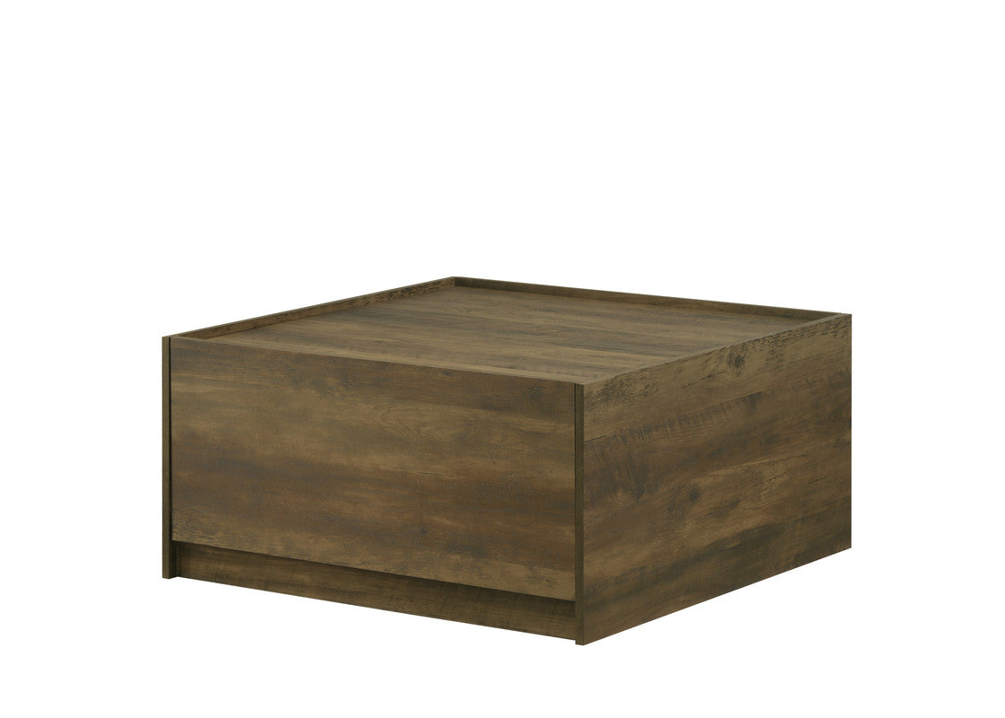 31.5" Oak Square Coffee Table with Drawers