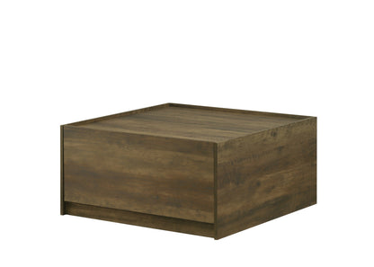 31.5" Oak Square Coffee Table with Drawers