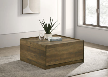 31.5" Oak Square Coffee Table with Drawers