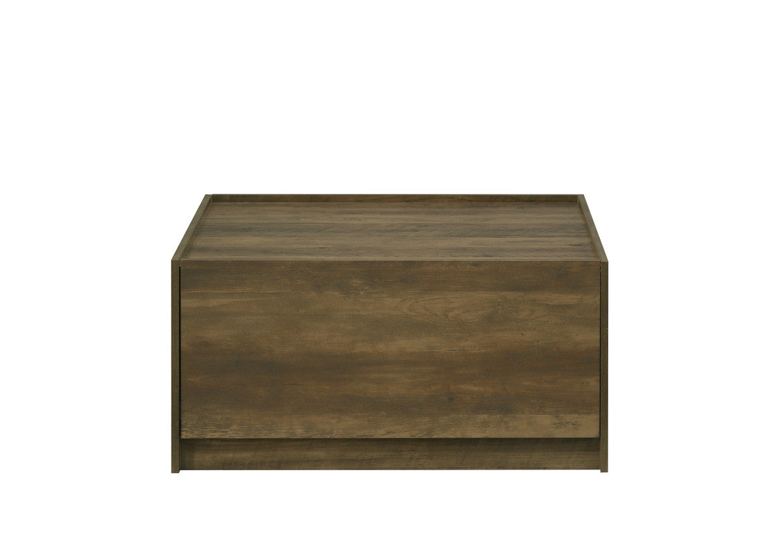 31.5" Oak Square Coffee Table with Drawers