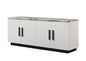 Reine 63"W White Cabinet Console Table with White Faux Marble Top