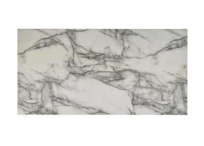White Coffee Table with Faux Marble Top - 47" Wide
