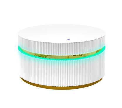 White Wood Glass Coffee Table with LED Lights