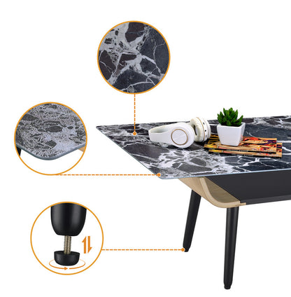 Lorenzo Coffee Table - Black Glass Marble Top