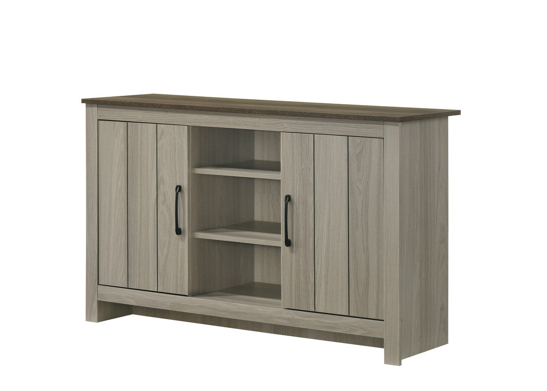 47" Oak Console Table with Storage Shelves