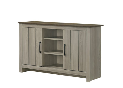 47" Oak Console Table with Storage Shelves