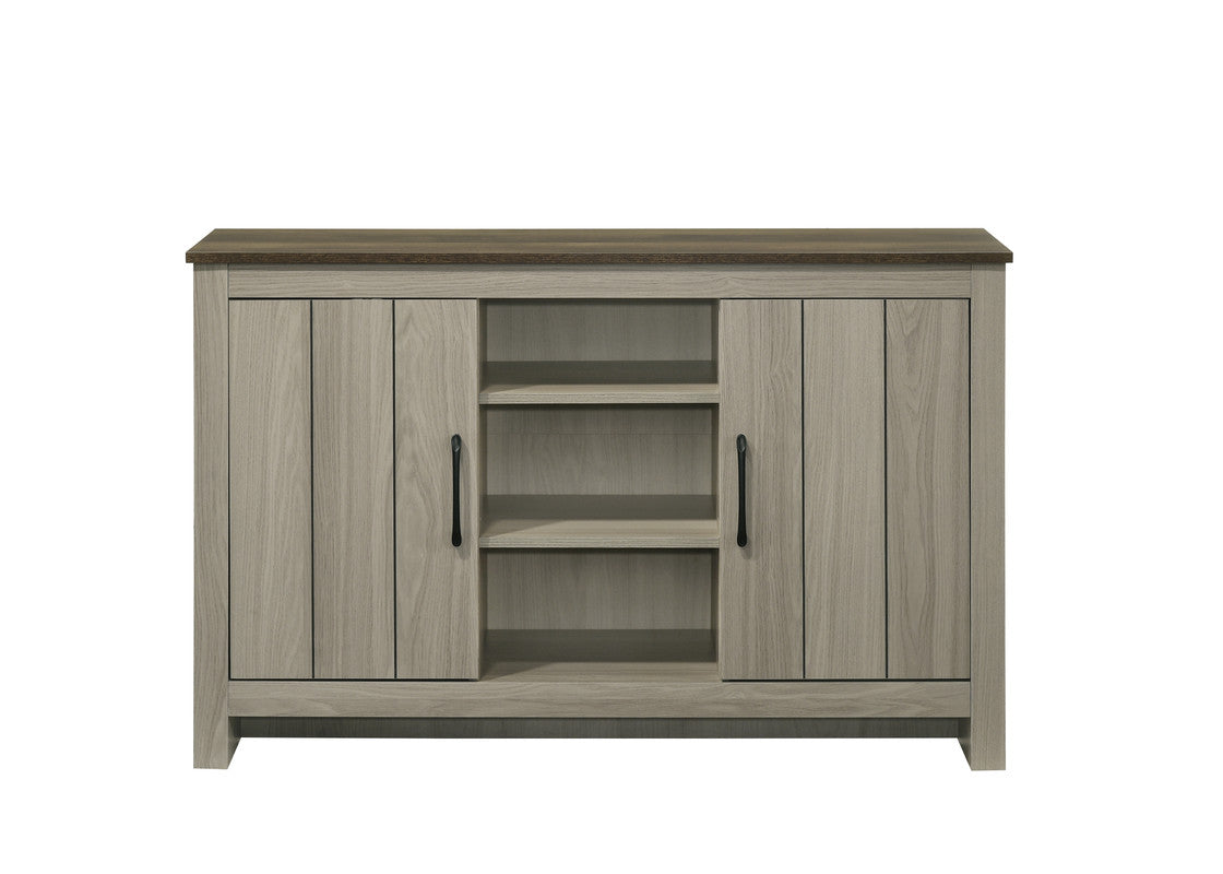 47" Oak Console Table with Storage Shelves