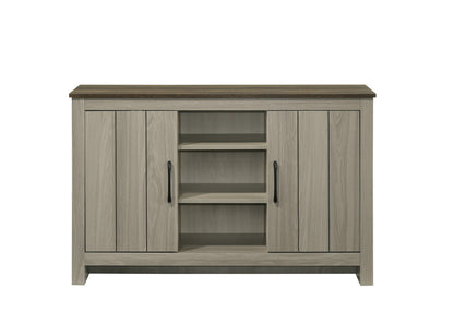 47" Oak Console Table with Storage Shelves