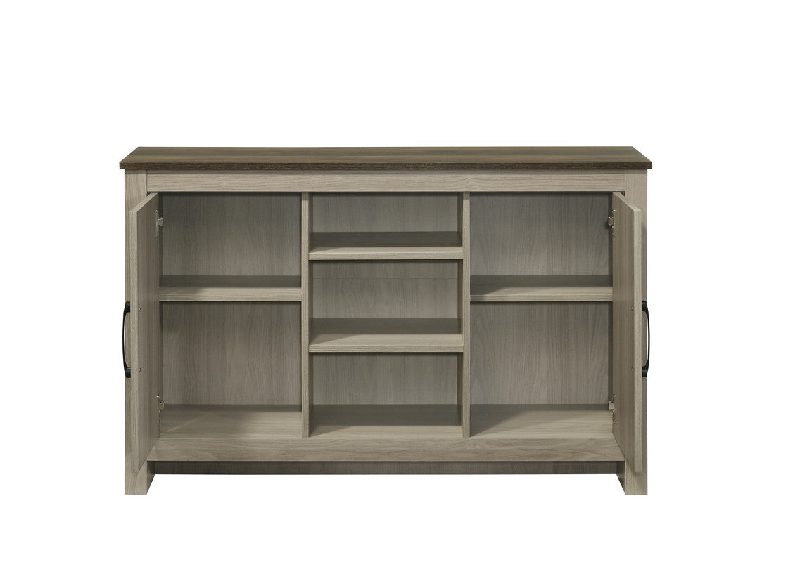 47" Oak Console Table with Storage Shelves